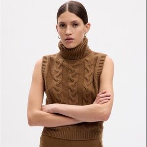 GAP CashSoft Cable-Knit Turtleneck Sweater Tank